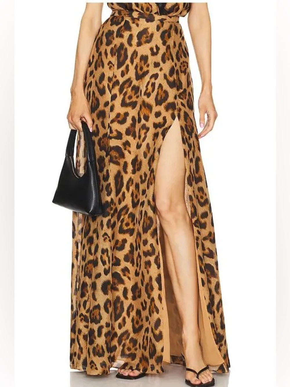 L’AGENCE 100% Silk Luca Full Leopard Print Maxi Skirt